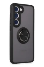 Newface Samsung Galaxy S23 Kılıf Montreal Yüzüklü Silikon Kapak - Siyah - Görsel 2