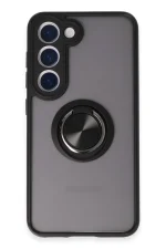 Newface Samsung Galaxy S23 Kılıf Montreal Yüzüklü Silikon Kapak - Siyah