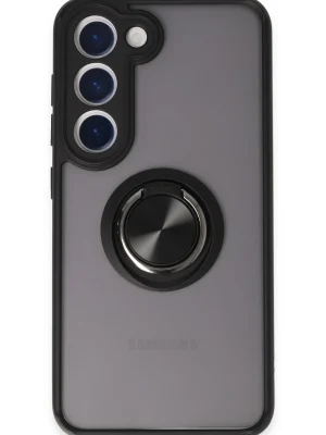 Newface Samsung Galaxy S23 Kılıf Montreal Yüzüklü Silikon Kapak - Siyah