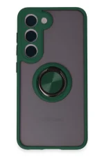 Newface Samsung Galaxy S23 Kılıf Montreal Yüzüklü Silikon Kapak - Yeşil