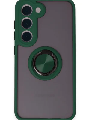 Newface Samsung Galaxy S23 Kılıf Montreal Yüzüklü Silikon Kapak - Yeşil