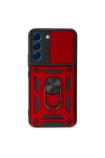 Newface Samsung Galaxy S23 Kılıf Pars Lens Yüzüklü Silikon - Kırmızı