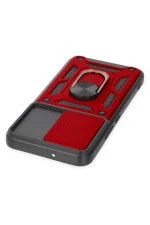 Newface Samsung Galaxy S23 Kılıf Pars Lens Yüzüklü Silikon - Kırmızı - Görsel 4