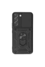 Newface Samsung Galaxy S23 Kılıf Pars Lens Yüzüklü Silikon - Siyah