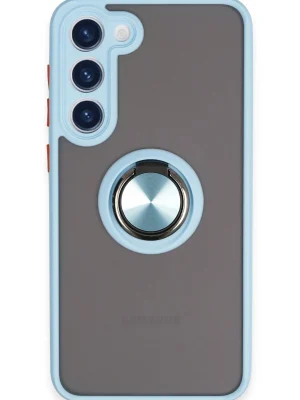 Newface Samsung Galaxy S23 Plus Kılıf Montreal Yüzüklü Silikon Kapak - Buz Mavi