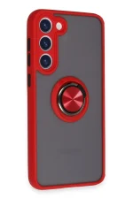 Newface Samsung Galaxy S23 Plus Kılıf Montreal Yüzüklü Silikon Kapak - Kırmızı - Görsel 2