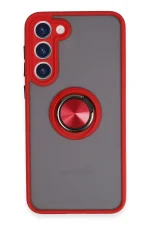 Newface Samsung Galaxy S23 Plus Kılıf Montreal Yüzüklü Silikon Kapak - Kırmızı