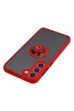 Newface Samsung Galaxy S23 Plus Kılıf Montreal Yüzüklü Silikon Kapak - Kırmızı - Görsel 4