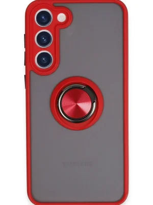 Newface Samsung Galaxy S23 Plus Kılıf Montreal Yüzüklü Silikon Kapak - Kırmızı