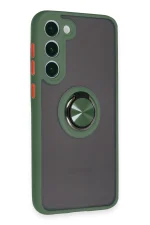 Newface Samsung Galaxy S23 Plus Kılıf Montreal Yüzüklü Silikon Kapak - Yeşil - Görsel 2