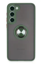 Newface Samsung Galaxy S23 Plus Kılıf Montreal Yüzüklü Silikon Kapak - Yeşil