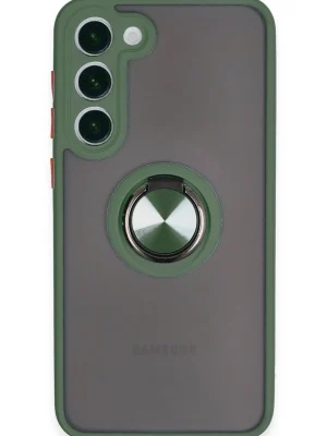 Newface Samsung Galaxy S23 Plus Kılıf Montreal Yüzüklü Silikon Kapak - Yeşil