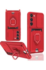 Newface Samsung Galaxy S23 Plus Kılıf Zuma Kartvizitli Yüzüklü Silikon - Kırmızı - Görsel 2