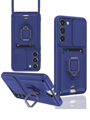 Newface Samsung Galaxy S23 Plus Kılıf Zuma Kartvizitli Yüzüklü Silikon - Lacivert