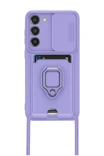 Newface Samsung Galaxy S23 Plus Kılıf Zuma Kartvizitli Yüzüklü Silikon - Lila - Görsel 2