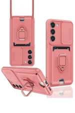 Newface Samsung Galaxy S23 Plus Kılıf Zuma Kartvizitli Yüzüklü Silikon - Pembe