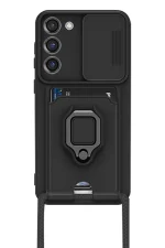 Newface Samsung Galaxy S23 Plus Kılıf Zuma Kartvizitli Yüzüklü Silikon - Siyah