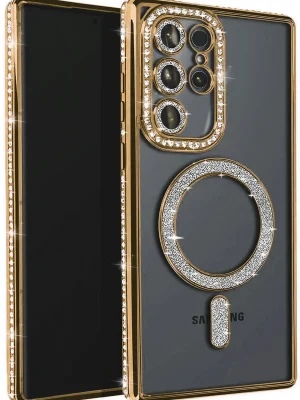 Newface Samsung Galaxy S23 Ultra Joke Simli Magneticsafe Kılıf - Gold