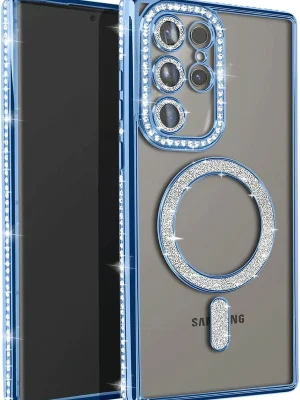 Newface Samsung Galaxy S23 Ultra Joke Simli Magneticsafe Kılıf - Mavi