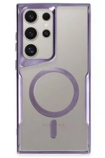 Newface Samsung Galaxy S23 Ultra Kılıf Boyi Magsafe Silikon Kapak - Derin Mor