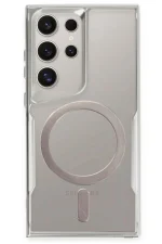 Newface Samsung Galaxy S23 Ultra Kılıf Boyi Magsafe Silikon Kapak - Gümüş