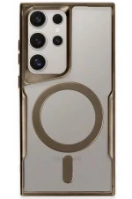 Newface Samsung Galaxy S23 Ultra Kılıf Boyi Magsafe Silikon Kapak - Kahverengi