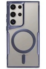 Newface Samsung Galaxy S23 Ultra Kılıf Boyi Magsafe Silikon Kapak - Lacivert