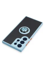 Newface Samsung Galaxy S23 Ultra Kılıf Montreal Yüzüklü Silikon Kapak - Buz Mavi - Görsel 4