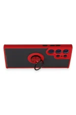 Newface Samsung Galaxy S23 Ultra Kılıf Montreal Yüzüklü Silikon Kapak - Kırmızı - Görsel 3