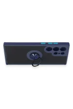 Newface Samsung Galaxy S23 Ultra Kılıf Montreal Yüzüklü Silikon Kapak - Lacivert - Görsel 3