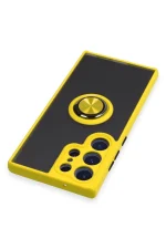 Newface Samsung Galaxy S23 Ultra Kılıf Montreal Yüzüklü Silikon Kapak - Sarı - Görsel 4