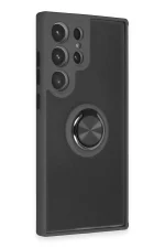 Newface Samsung Galaxy S23 Ultra Kılıf Montreal Yüzüklü Silikon Kapak - Siyah - Görsel 2