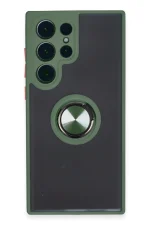 Newface Samsung Galaxy S23 Ultra Kılıf Montreal Yüzüklü Silikon Kapak - Yeşil