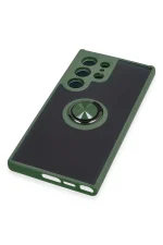 Newface Samsung Galaxy S23 Ultra Kılıf Montreal Yüzüklü Silikon Kapak - Yeşil - Görsel 5