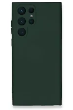 Newface Samsung Galaxy S23 Ultra Kılıf Nano içi Kadife Silikon - Koyu Yeşil