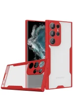 Newface Samsung Galaxy S23 Ultra Kılıf Platin Silikon - Kırmızı