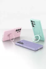 Newface Samsung Galaxy S23 Ultra Regal Magsafe Standlı Kapak - Lila - Görsel 5