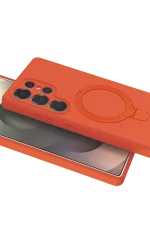 Newface Samsung Galaxy S23 Ultra Regal Magsafe Standlı Kapak - Turuncu - Görsel 4