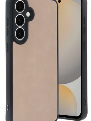 Newface Samsung Galaxy S24 FE Kılıf Aras Deri Kapak - Pudra