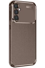 Newface Samsung Galaxy S24 FE Kılıf Auto Focus Karbon Kapak - Kahverengi