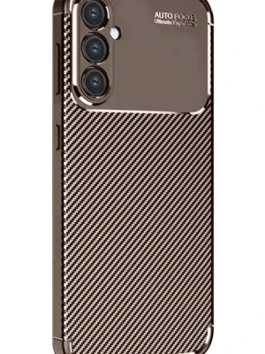 Newface Samsung Galaxy S24 FE Kılıf Auto Focus Karbon Kapak - Kahverengi
