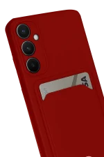 Newface Samsung Galaxy S24 FE Kılıf Kelvin Kartvizitli Silikon - Kırmızı - Görsel 2