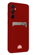 Newface Samsung Galaxy S24 FE Kılıf Kelvin Kartvizitli Silikon - Kırmızı - Görsel 4