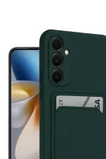 Newface Samsung Galaxy S24 FE Kılıf Kelvin Kartvizitli Silikon - Koyu Yeşil - Görsel 5