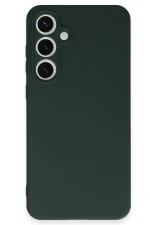 Newface Samsung Galaxy S24 FE Kılıf Nano içi Kadife Silikon - Koyu Yeşil - Görsel 4