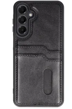 Newface Samsung Galaxy S24 FE Kılıf Sara Kartvizitli Deri Kılıf - Siyah