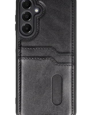 Newface Samsung Galaxy S24 FE Kılıf Sara Kartvizitli Deri Kılıf - Siyah