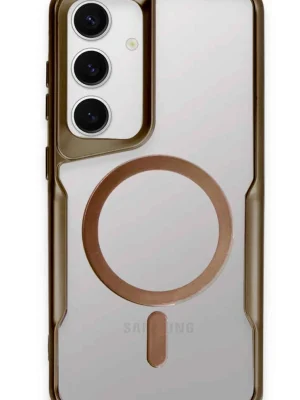 Newface Samsung Galaxy S24 Kılıf Boyi Magsafe Silikon Kapak - Kahverengi