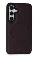 Newface Samsung Galaxy S24 Kılıf Ozzi Magsafe Deri Kapak - Derin Mor