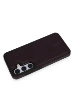 Newface Samsung Galaxy S24 Kılıf Ozzi Magsafe Deri Kapak - Derin Mor - Görsel 3